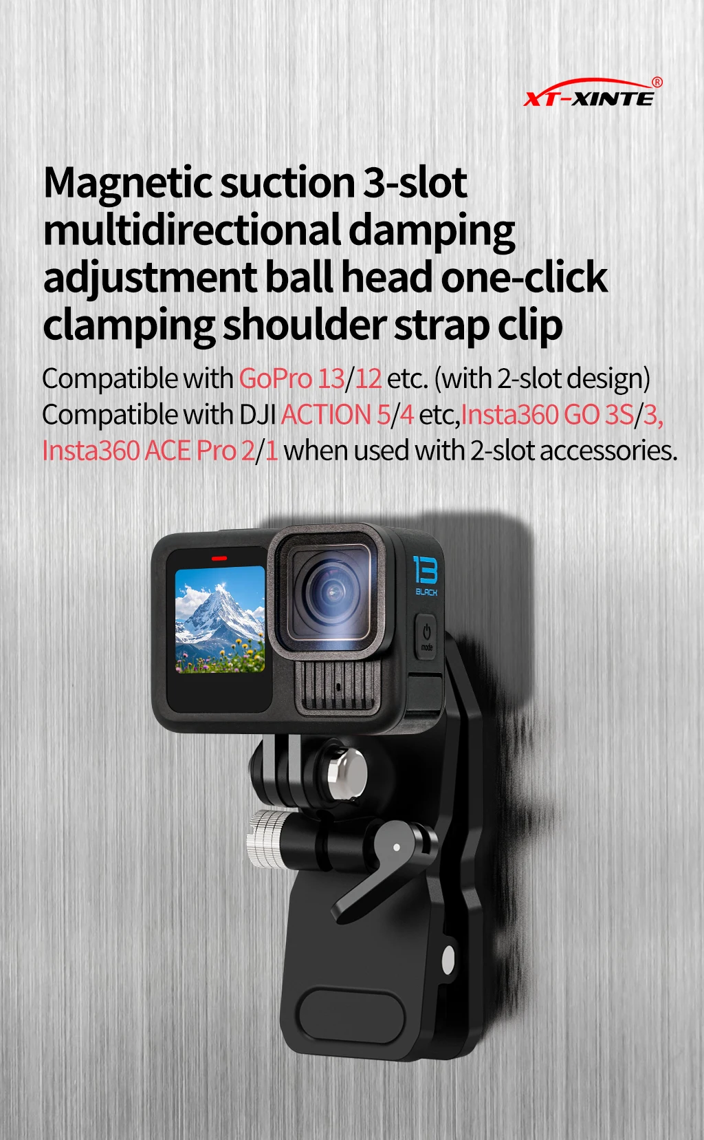 Schnellverschluss-Rucksack-Gurt-Clip-Halterung mit Kaltschuh, kompatibel mit Gopro DJI OSMO Insta360 Smartphones, Ständer-Clip-Klemme – Detail 27