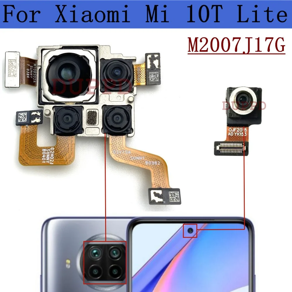 

Передняя Задняя камера для Xiaomi Mi 10T Lite 5G M2007J17G задняя основная ультраширокая глубина Макро Камера модуль запасные части