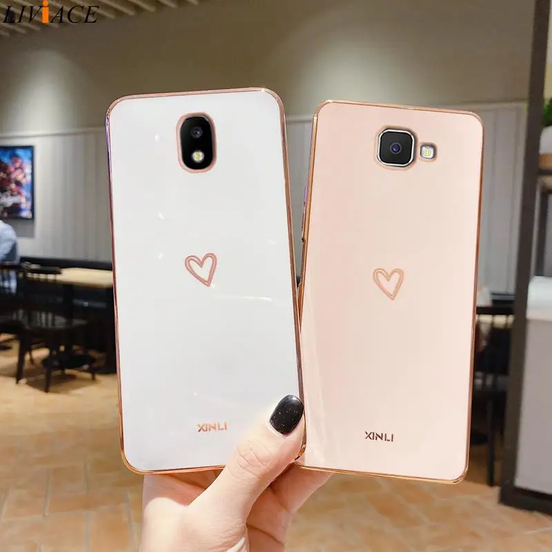 Luxury Plating Love Heart Phone Case Cover