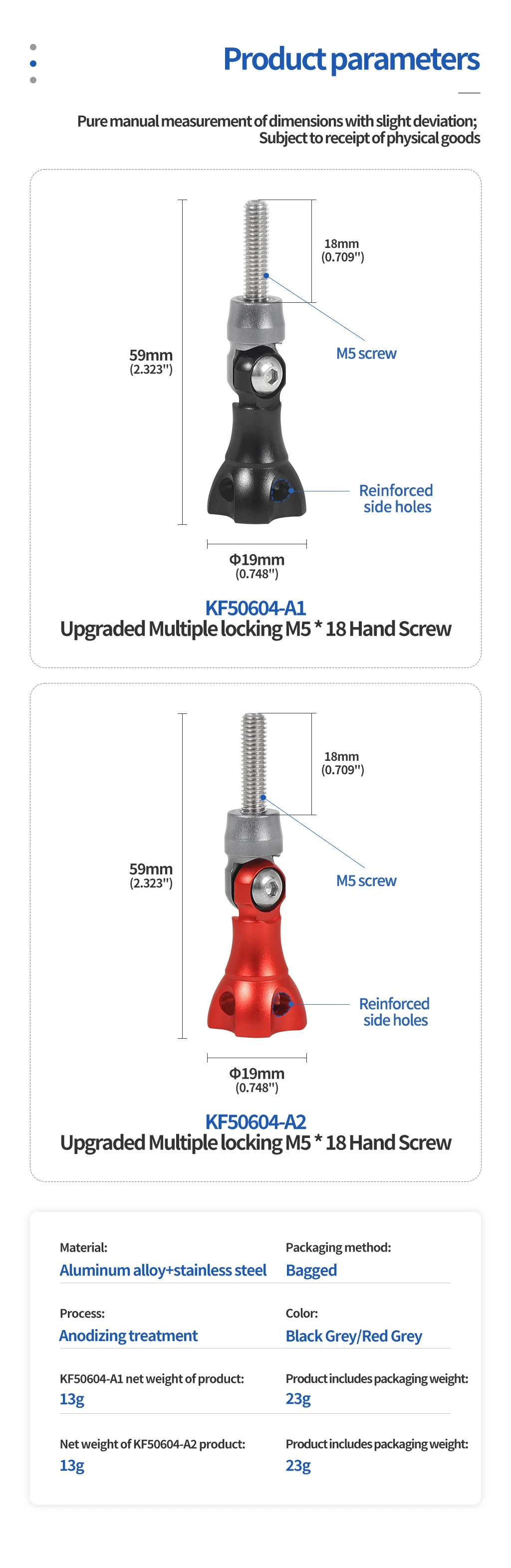 Description Picture 4 of itemM5 Thumb Screw Upgraded Foldable Aluminum Knob Stainless Steel Bolt for GoPro Hero 13 12 11 DJI Action Camera Monopod Tripod