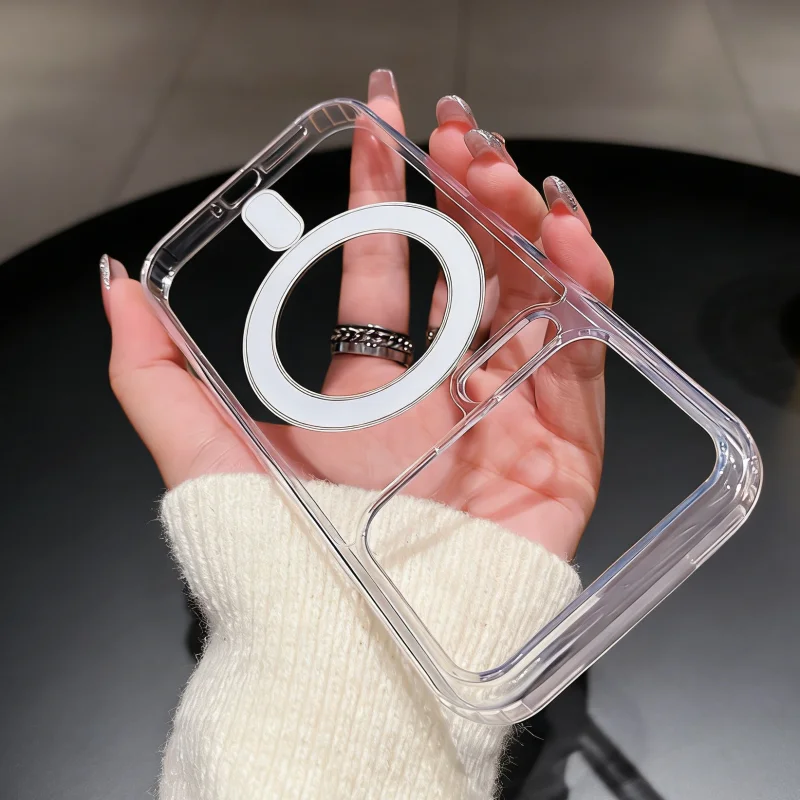 Enhanced Magnetic Transparent Shockproof Case with Wireless Charging