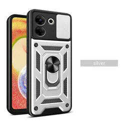 Enhanced Armor Hybrid Ring Cover with Camera Protection for Spark 10 4G (Silver)