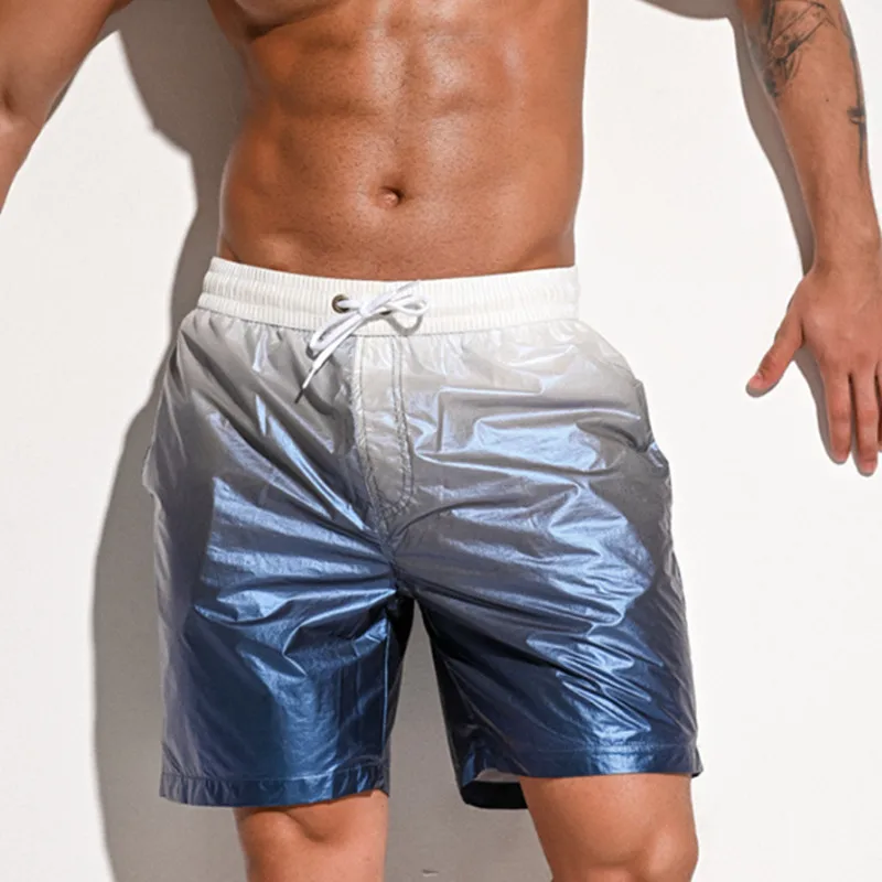 Thin DESMIIT Gradient Swimming Shorts Men Swimwear Fast Dry Surf Board Short Mens Beach Shorts Swim Trunk Boardshort Liner In