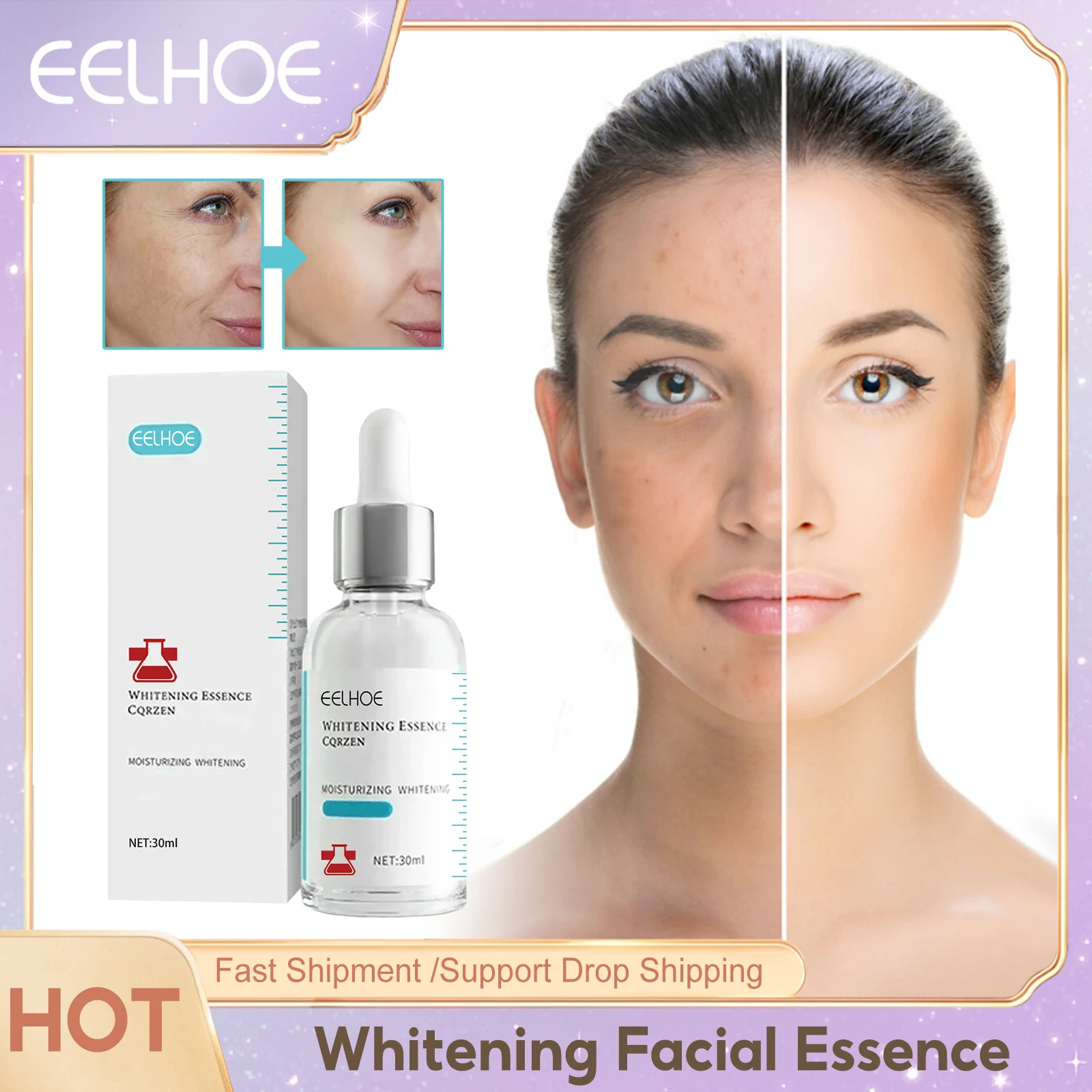 EELHOE Effective Whitening Serum Remove Dark Spots Pore Shrinking Moisturizing Brighten Skin Niacinamide Anti Aging Face Essence