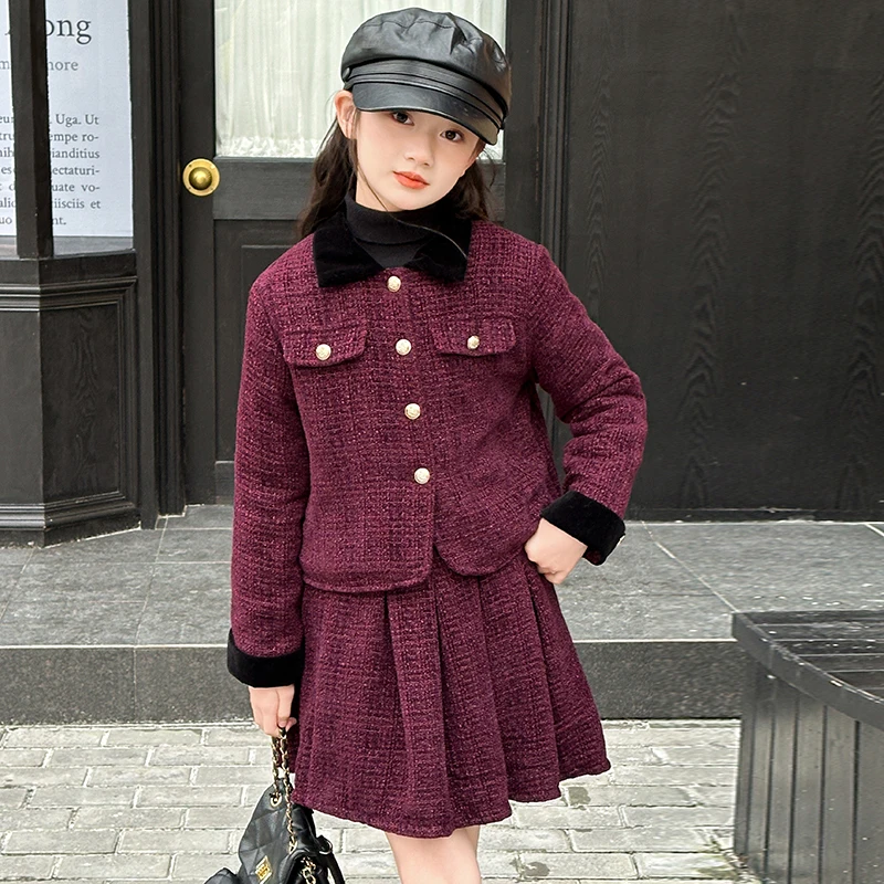 baby Girls Outfits blazer+Pleated skirt 2pcs kids girls clothes