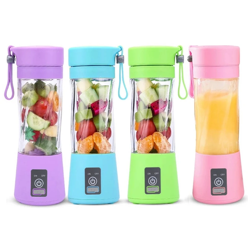 

Protable Mini Juicer Cup Single Serve Personal Size Blender USB Rechargeable 380ml Fruit Mixing Machine Multifunction