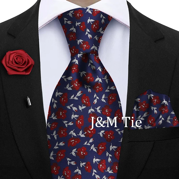Peacock Blue Floral Print 2-Piece Tie & Pocket Square Set for Men Wedding Business Casual Stylish Accessories