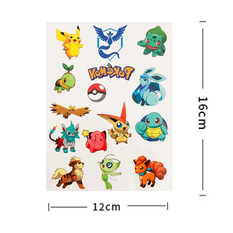 Pokemon Original Tattoo Stickers Funny Pikachu Sticker Cartoon Kids Girls Christmas Birthday Gift Reward Waterproof DIY Toy 3PCS pokemon stickers