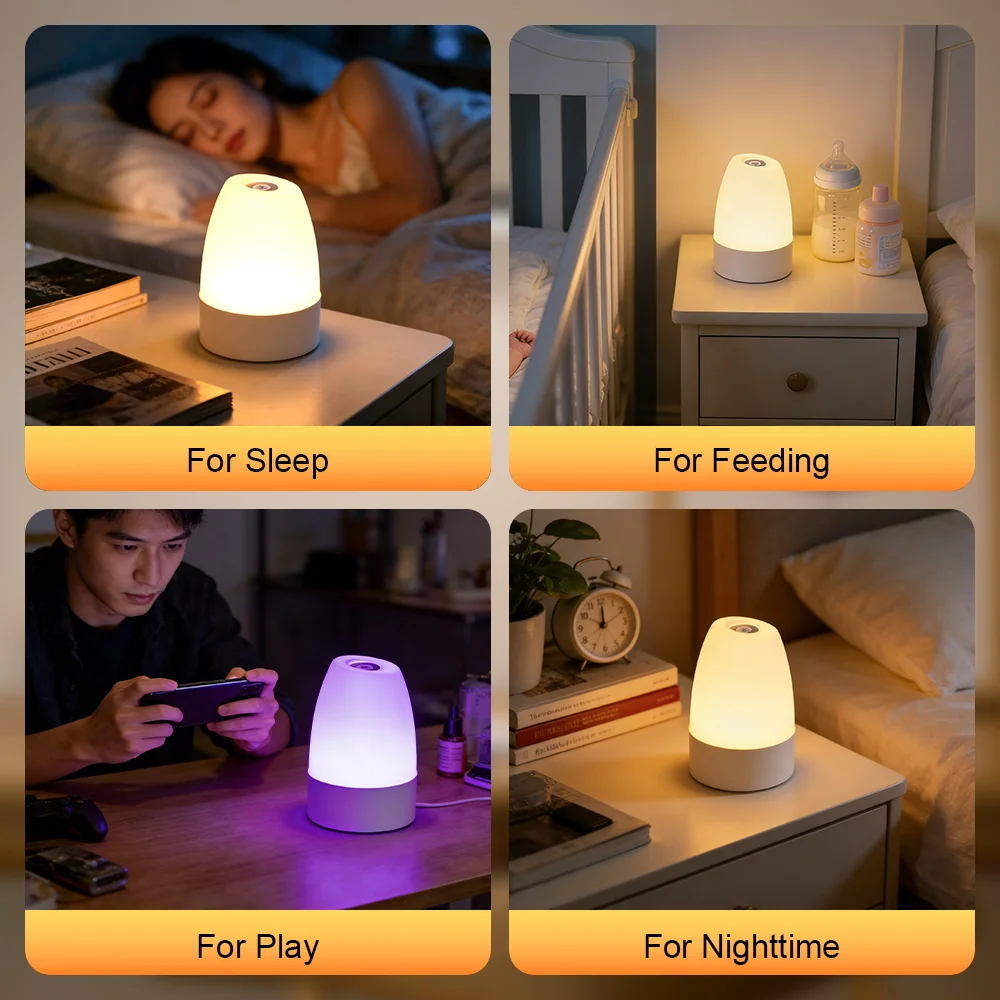 Touch Night Lamp Dimmable Rechargeable Type-C Table Lamp for Bedroom Living Room Remote Control Decor 3 Colors Night Lamp 2W