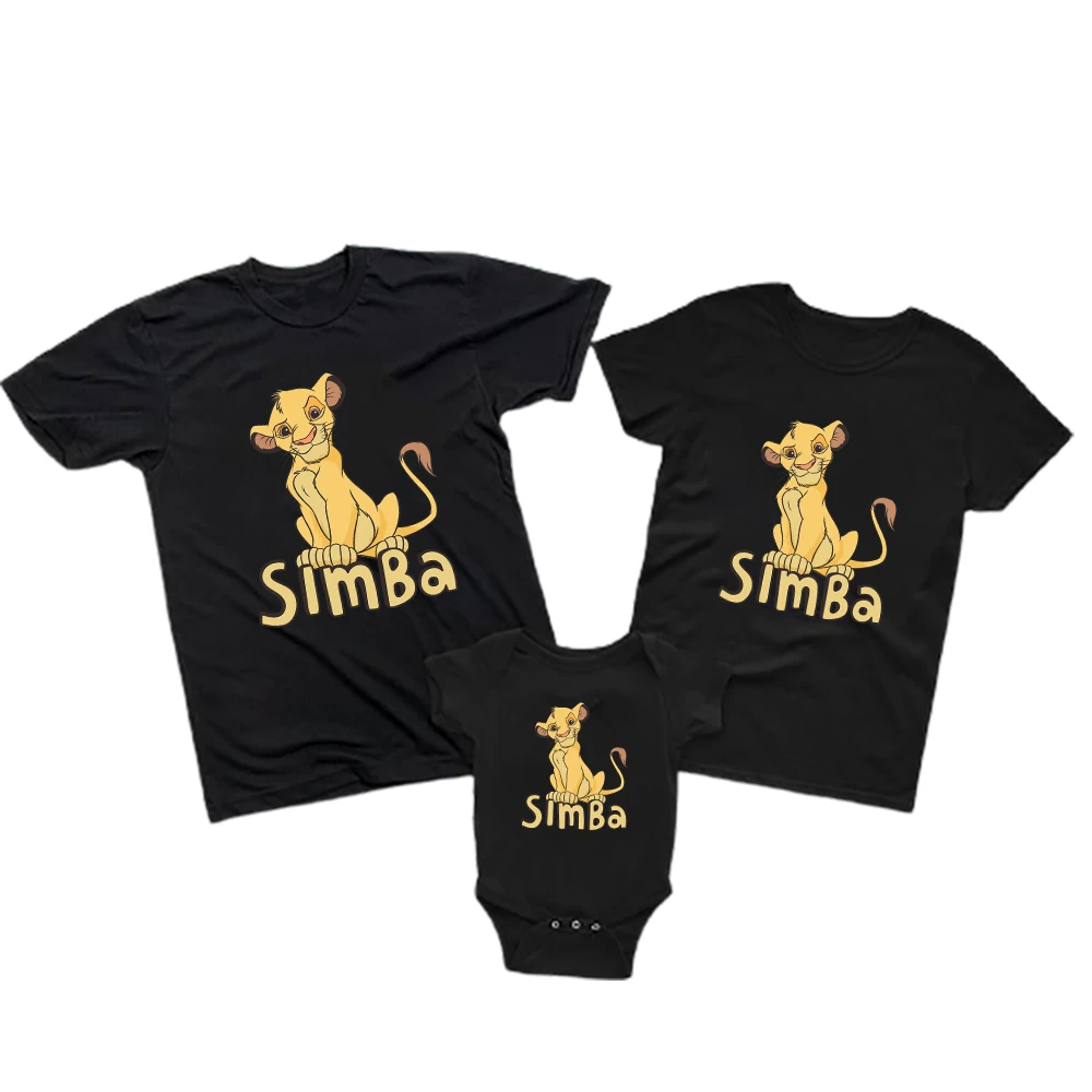 couple outfits Harajuku Hip Hop Simba Print T Shirt Mother Kids Clothes Disney Cartoon Classic Anime Family Matching Sets Baby Toddler Tops matching family christmas outfits