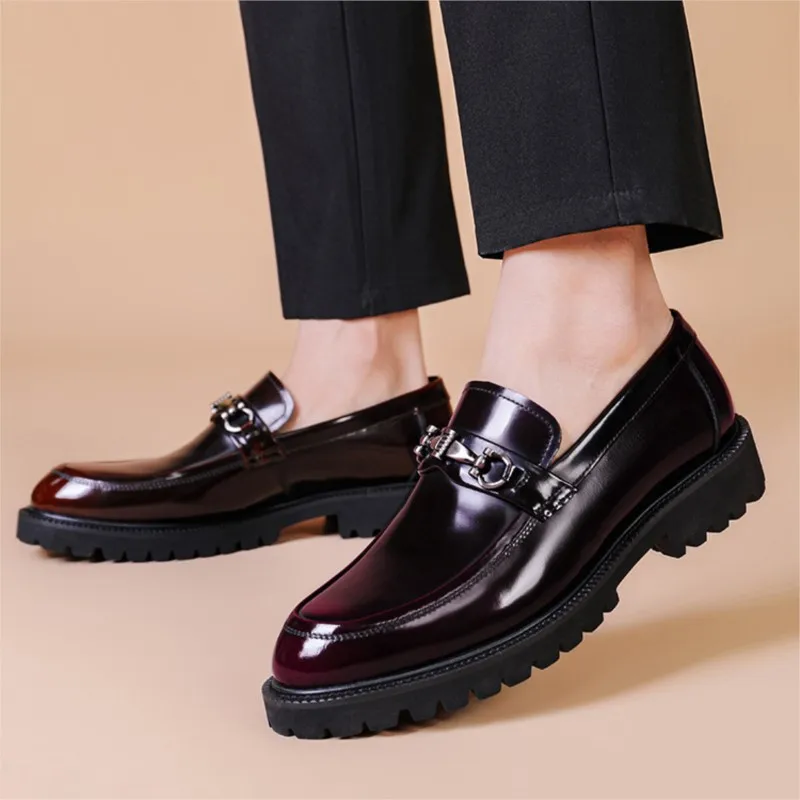 Men Leather Slip On Business Dress Shoes D379
