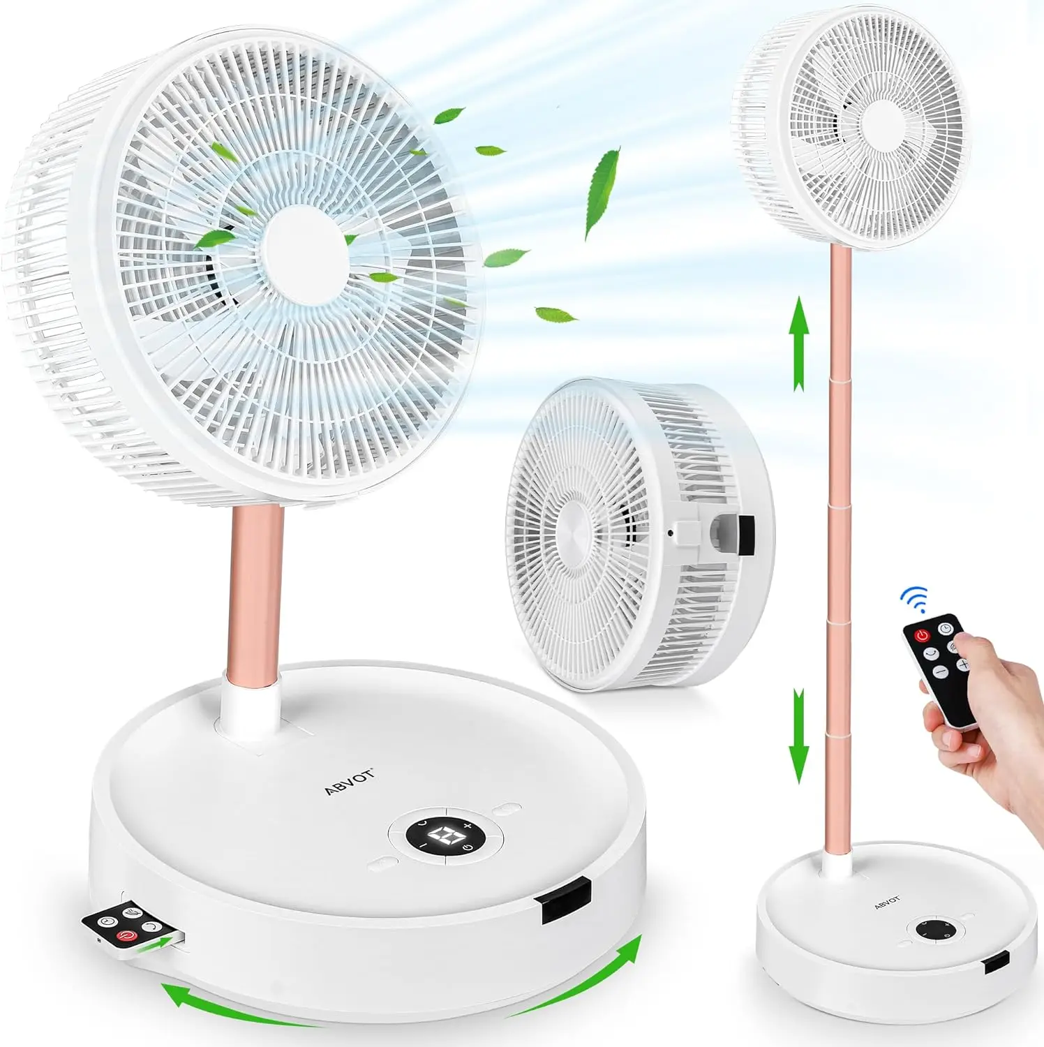 

Rechargeable Foldable Fan, 12" Portable Travel Fan, 8 Speeds & Time Settings with Remote Control, 10000mAh Desk Quiet Fa Fans ha