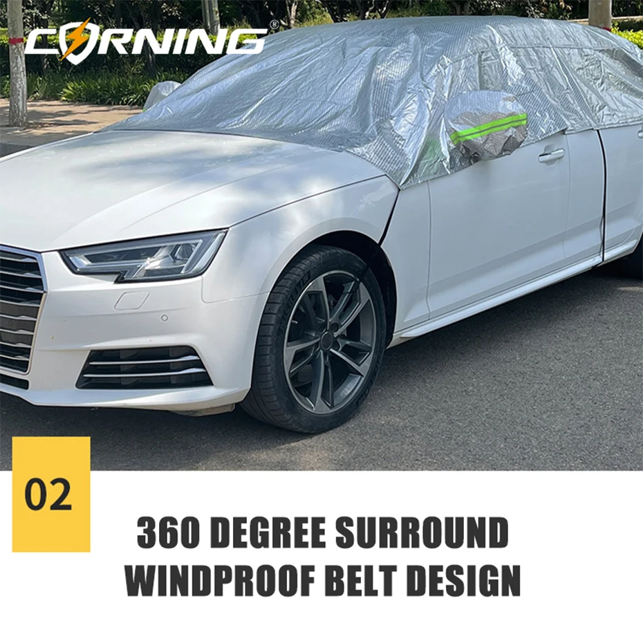 Auto Windschutzscheibe Sonnenschirm Winter Auto Halb Schnee Abdeckung Abdeckungen Wasserdichte Outdoor Externe Schutz Fahrzeug Markise Regen Sonnenschutz – Detail 4