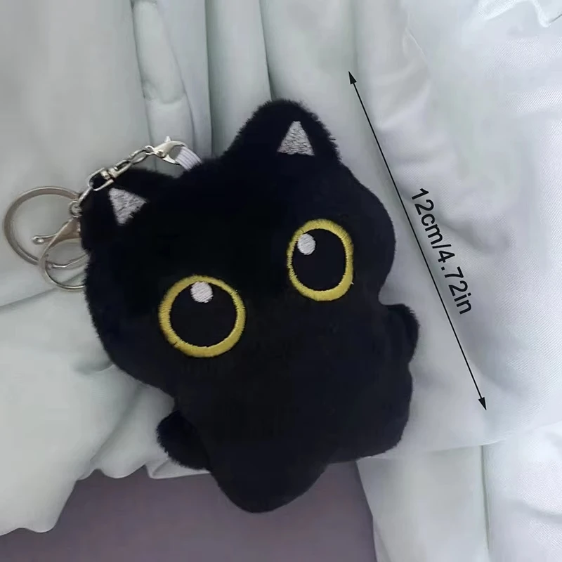 10cm Cute Black Cat Plush Toy Doll Small Pendant Cuddly Pillow Cushion Ins Black Cat Plush Toy Doll for Boy Girl Brithday Gifts