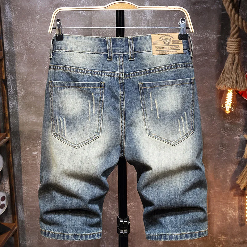 Men's Ripped Short Jeans - Back View