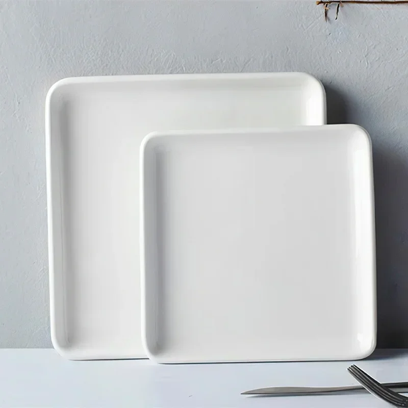 Ceramic Plate White Square Round Western Food Plate Dinner Plate Tableware Multifunctional Storage Tray Home Kitchen Supplies 3