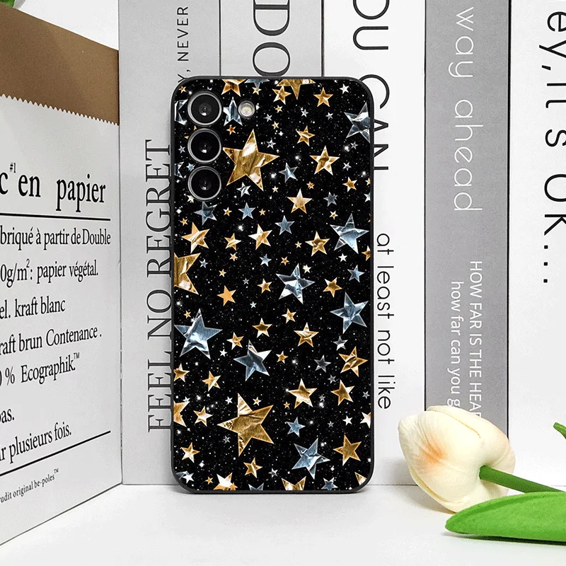 Elegant Gold Star Soft Phone Case - Y2K Inspired Cover