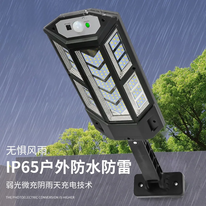 LED Solar Remote Control Courtyard Light Outdoor Human Body Lighting Induction Home Garage Farm Entrance Waterproof Street Lamps