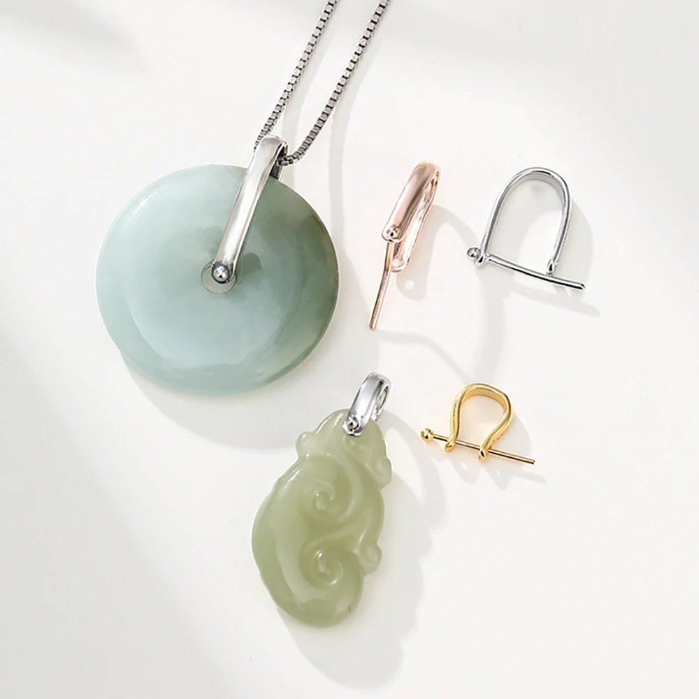 2PCS 925 Sterling Silver Pinch Bails With Ball Pin For Gemstones