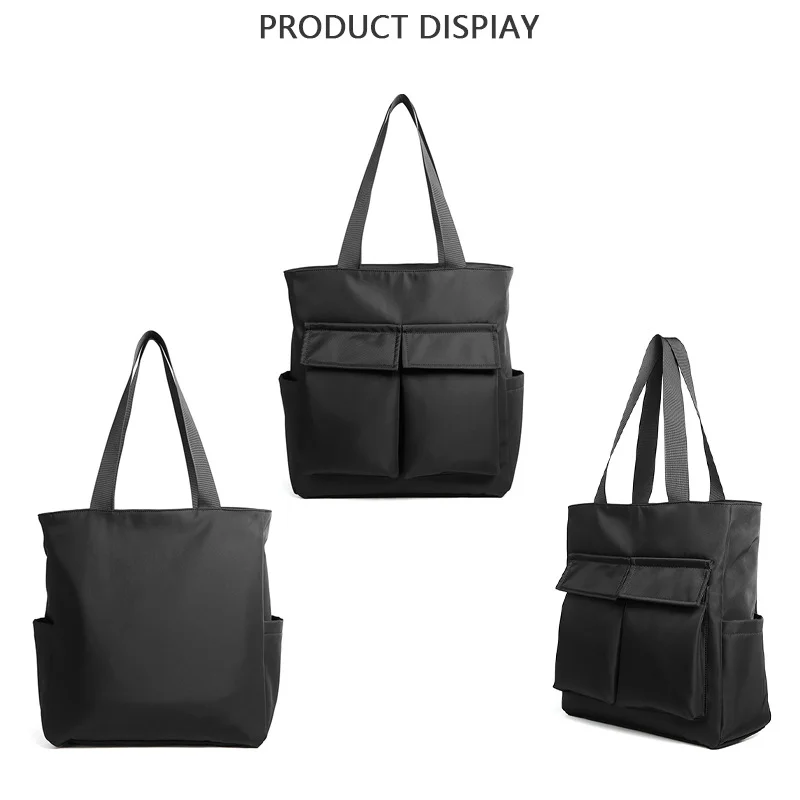 Men's Shoulder Bags Simple Large Capacity Canvas Bags Multiple Pockets Nylon Laptop Bag Student Book Bag For Commuting