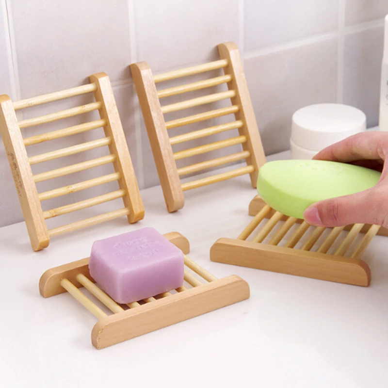 Wooden Natural Soap Box Natural Bamboo Dishes Bath Soap Holder Bamboo Case Tray Wooden Prevent Mildew Drain Box For Bathroom 