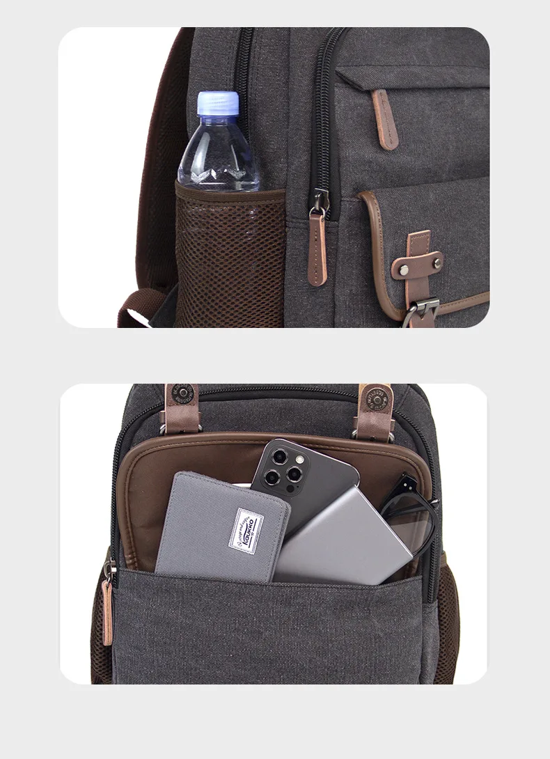 Canvas backpack, handbag, multifunctional computer bag, unisex