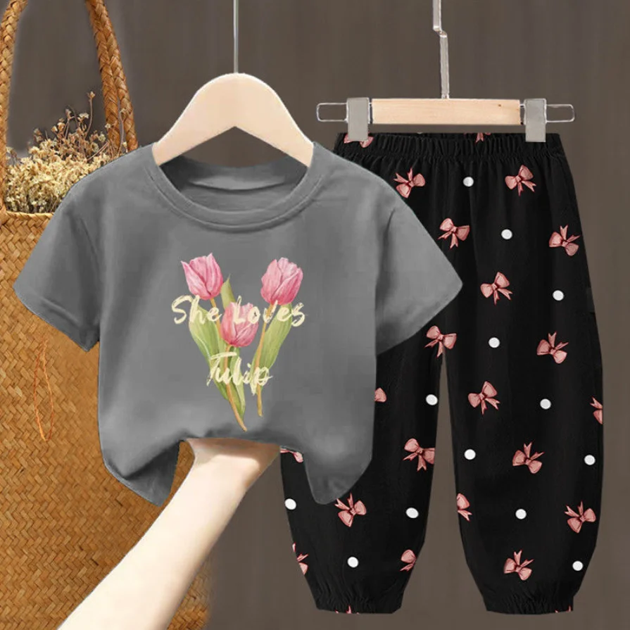 Chic Summer Set: Cute Fashion T-shirt & Pants