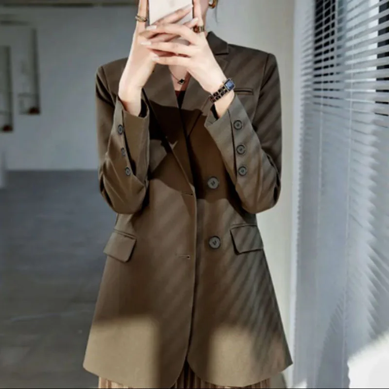 Fashion Lapel Button Spliced Solid Color Casual Blazer Women's Clothing 2023 Autumn New All-match Tops Loose Office Lady Blazers