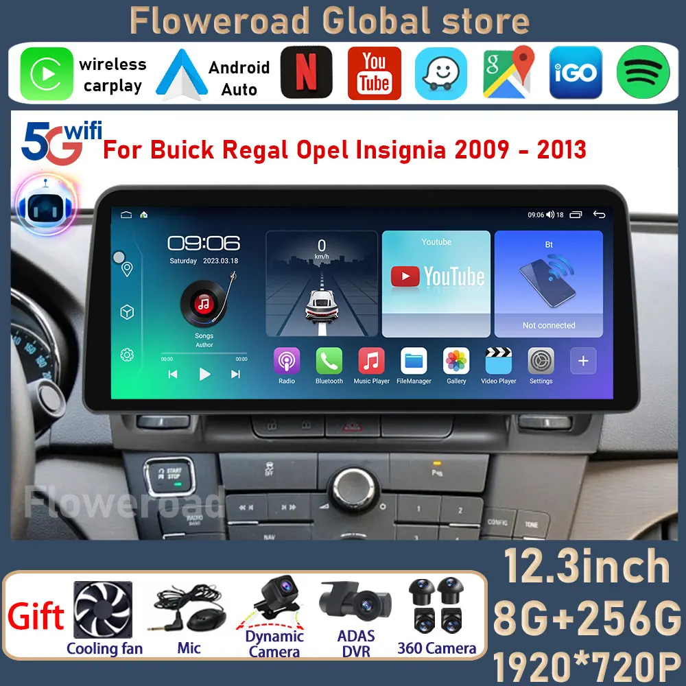 

QLED Screen For Buick Regal Opel Insignia 2009 - 2013 Car Radio Multimedia Player Autoradio Android Auto Carplay DSP Camera