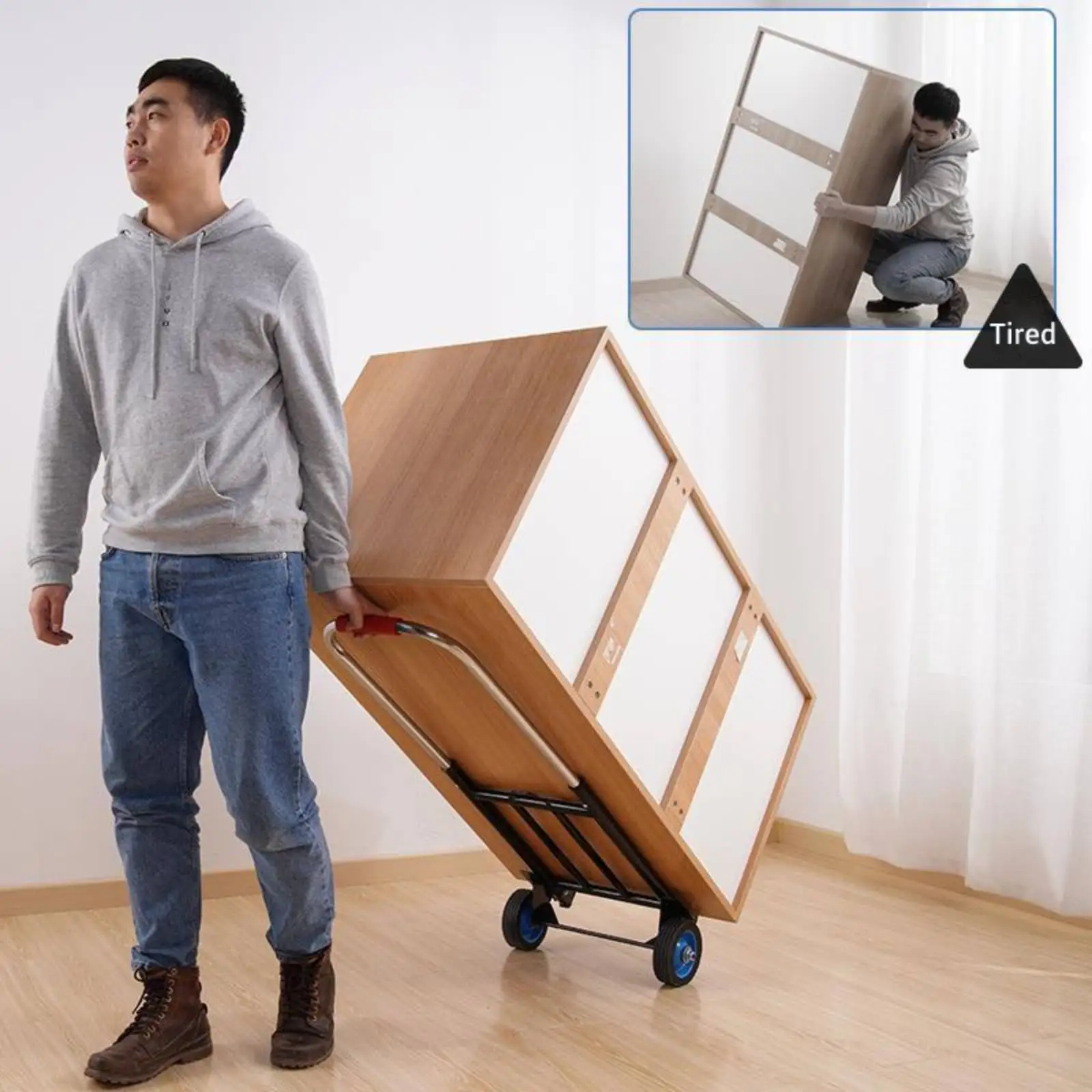 Portable adjustable foldable hand trolley cart adjustable handle stair climbing cart for household transport trailer