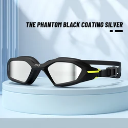 COPOZZ Premium Electroplate Swimming Goggles - Anti-Fog UV Protection, Adjustable Adult Swim Eyewear (Silver-black)