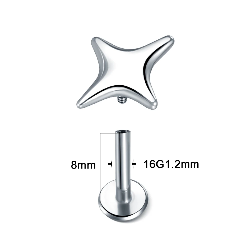 1PC Stahl Mond Beleuchtung Labret Bar Ringe Kristall Blume Tragus Knorpel Piercing Rook Lobe Ohr Helix Piercing Schraube fit Top 16g – Detail 5