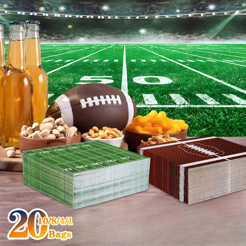 10-200PCS Super Bowl Rugby Sports Party Cutlery Plate Disposable Napkins Celebratory Decorations Theme Birthday Party Napkins