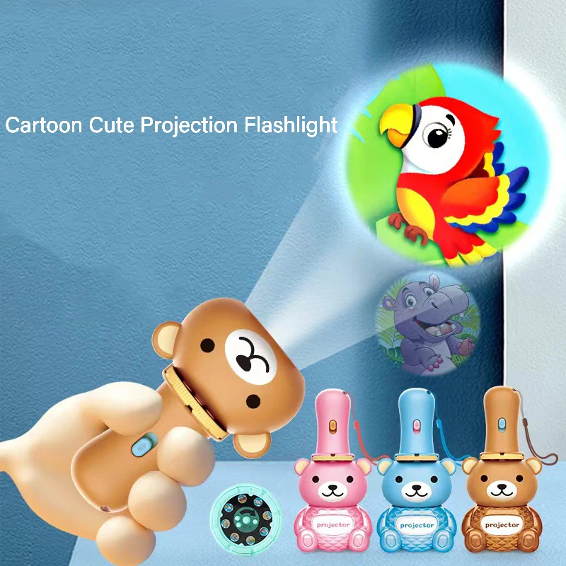 

Children's Cartoon Cute Small Animal Projection Flashlight Fun Light-emitting Kids Bedtime Toys Early Education Cognitive Toys