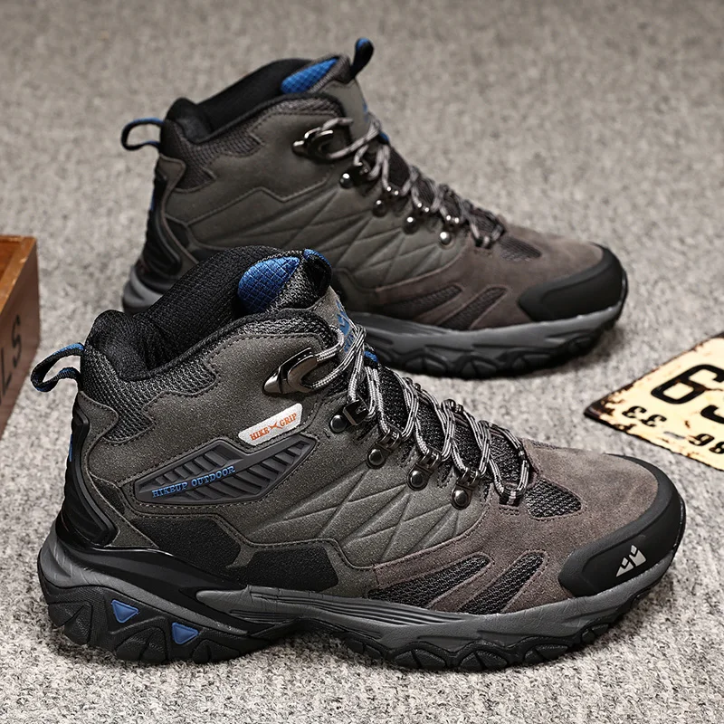 Hikeup winter boot herren outdoor wanderstiefel wildleder high top trekking männer schuhe regen feste taktische kampfstiefel – Detail 18