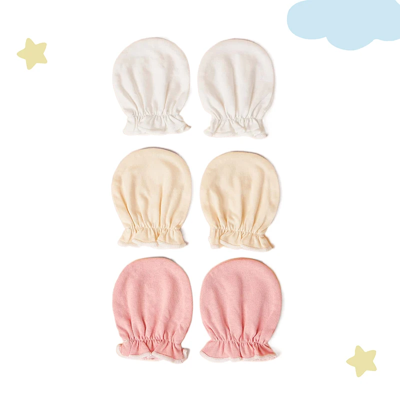 3 Pairs/Set Baby Cotton Soft Mitten Newborn Anti-eat Hand Anti-Grab Face Protect Glove Baby Mitten0-6M baby mittens,anti scratching gloves