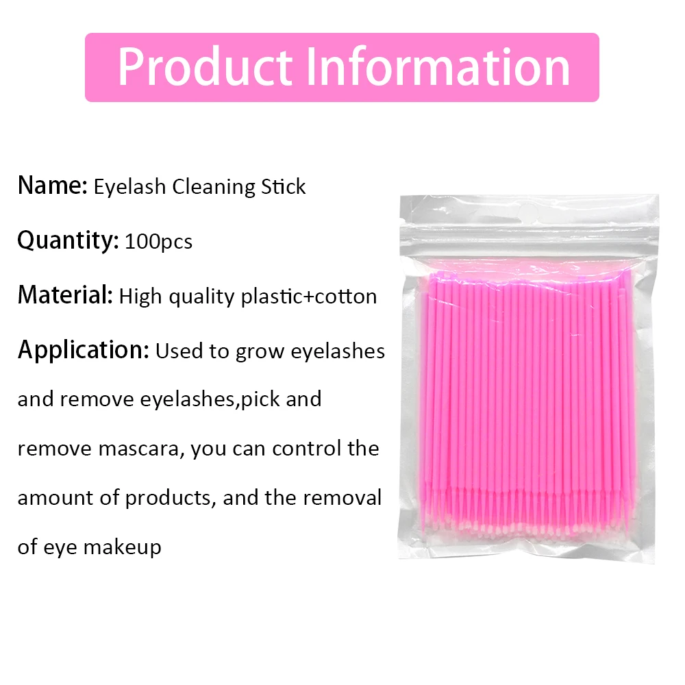 50/100pcs Disposable MicroBrush Eyelashes Extension  Individual Lash Removing Swab Micro Brush For Eyelash Extension Tools 3