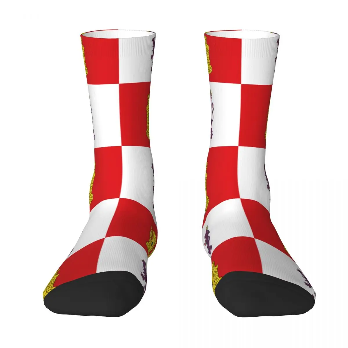 

Flag Of Castile And León Contrast color socks Drawstring Backpack Elastic Stockings Cool Graphic Vintage Adult Socks