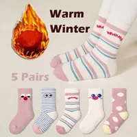 Baby Girls Socks Winter Thermal Thick Cotton Socks Newest Fancy Trendy Cartoon Socks Kids Stockings 4