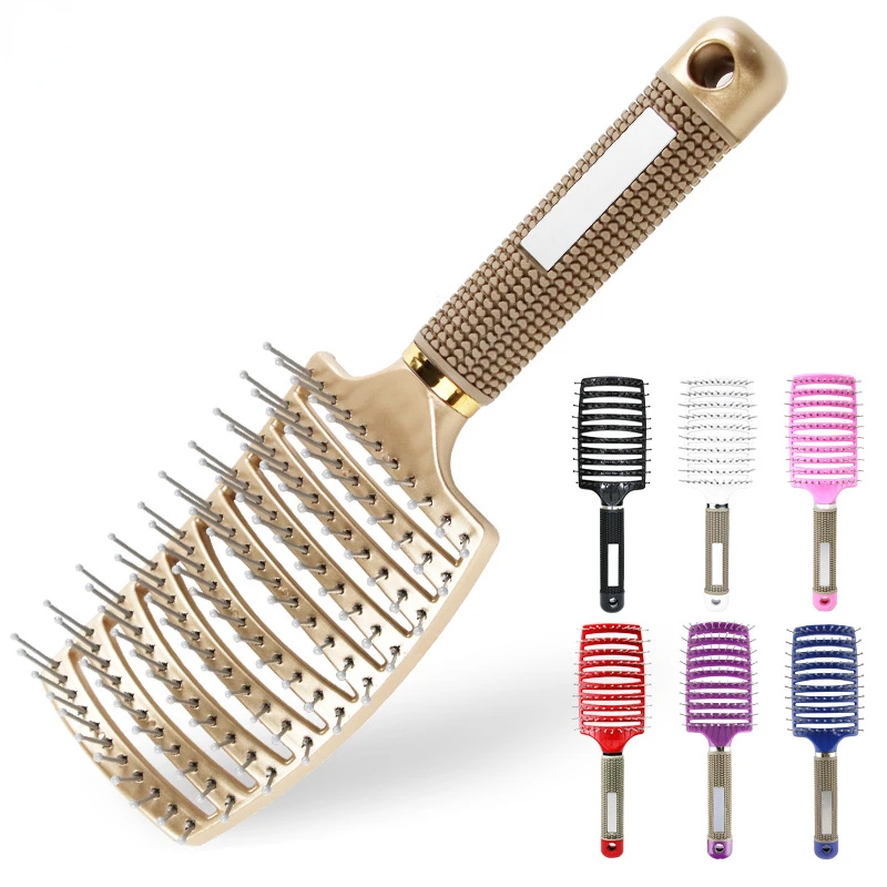 Hair Brush Scalp Massage Comb Hairbrush Bristle Nylon Women Wet Curly Detangle Hair Brush for Salon Hairdressing Styling Tools