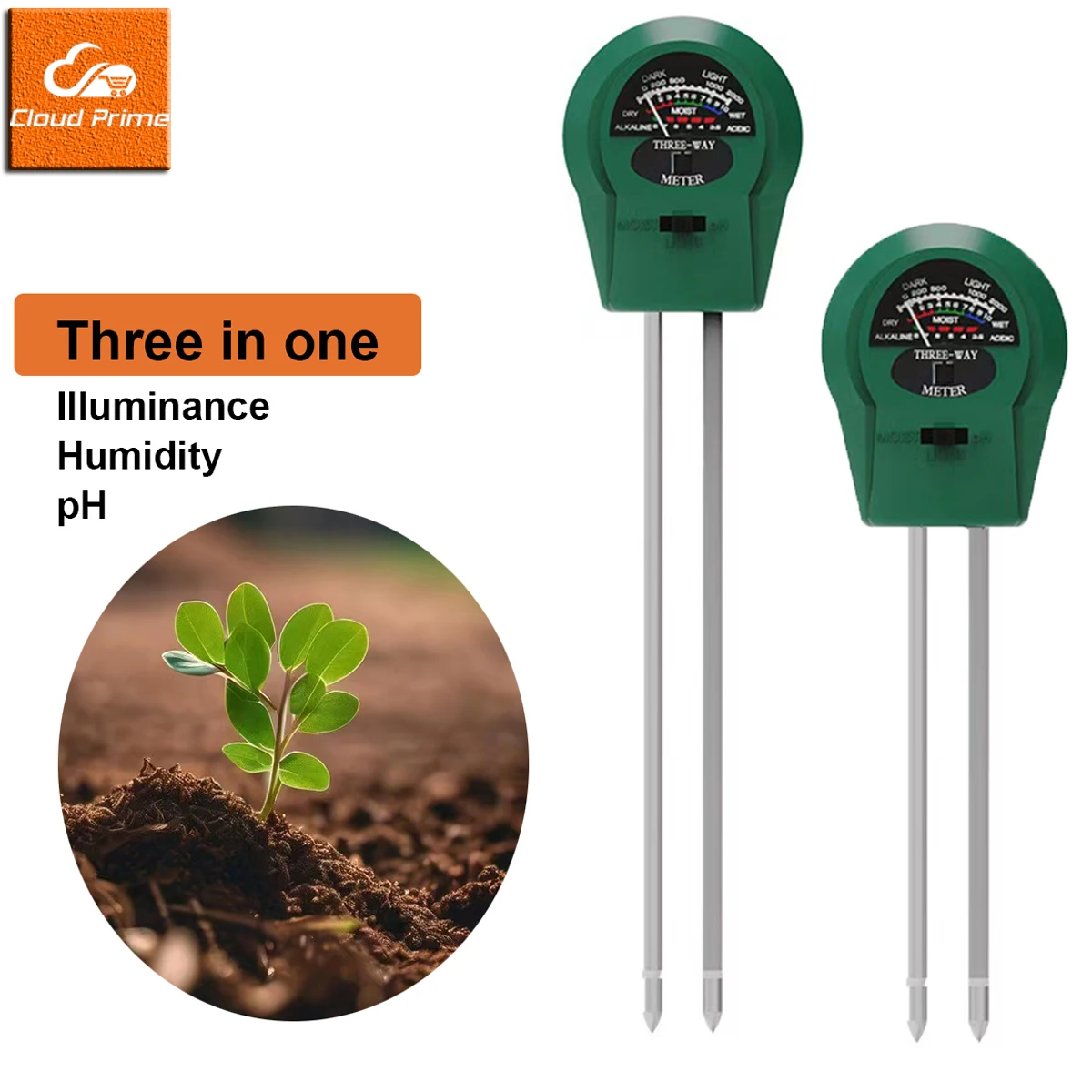 Soil Moisture Sensor Soil Tester Soil Moisture Meter Soil Meter 3-in-1 Plant Moisture Sensor Light and PH Tester for Home Garden Farm Outdoor Use
