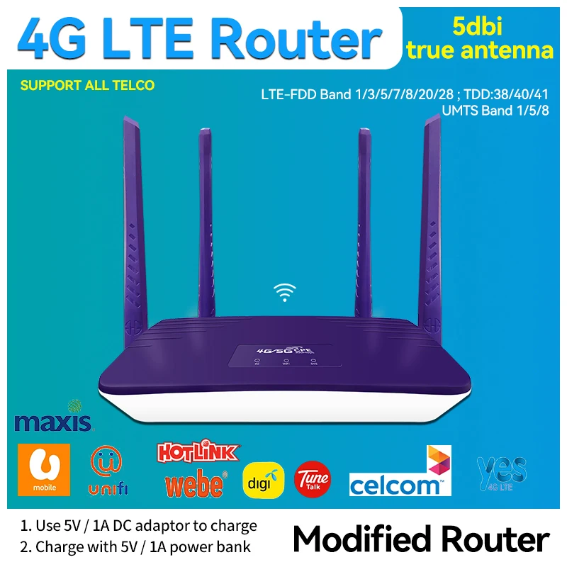 Lte Gateway de Carro Cpe Wifi Router Hotspot 300mbps b1 20 28 38 40 41 Mf810a 4g