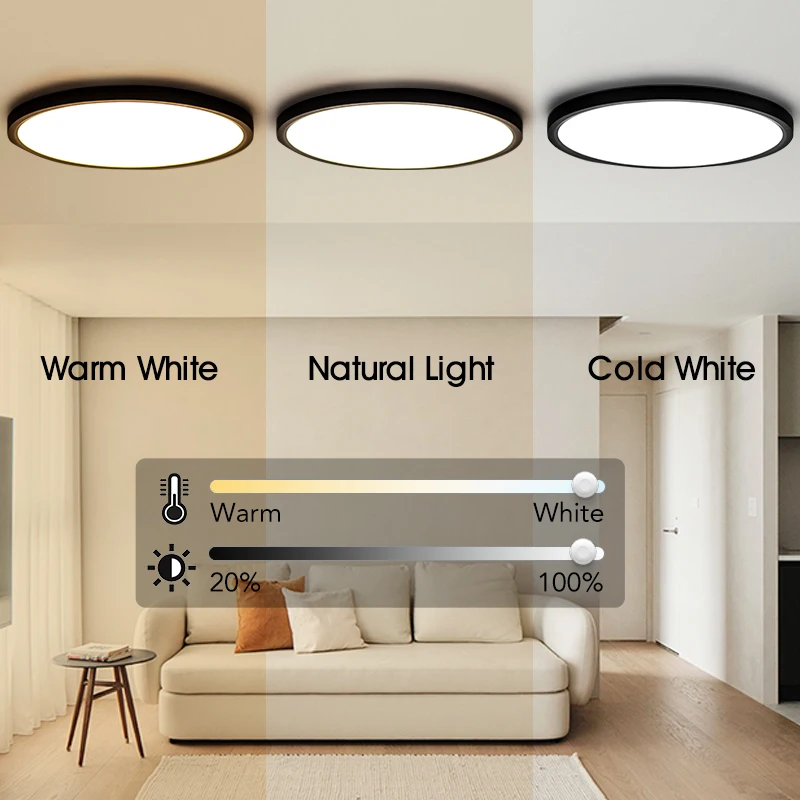 LED Ceiling Light Smart Home 0.9 Inch Ultra-thin with APP Remote Control Dimmable Modern Lamp 50CM Large for Bedroom Living Room