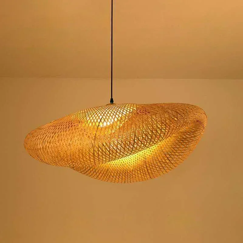 Handmade Natura Woven Lamp Wooden Bamboo Chandeliers Creative Rattan Pendant light for Japanese Restaurant Decorative Lighting 2