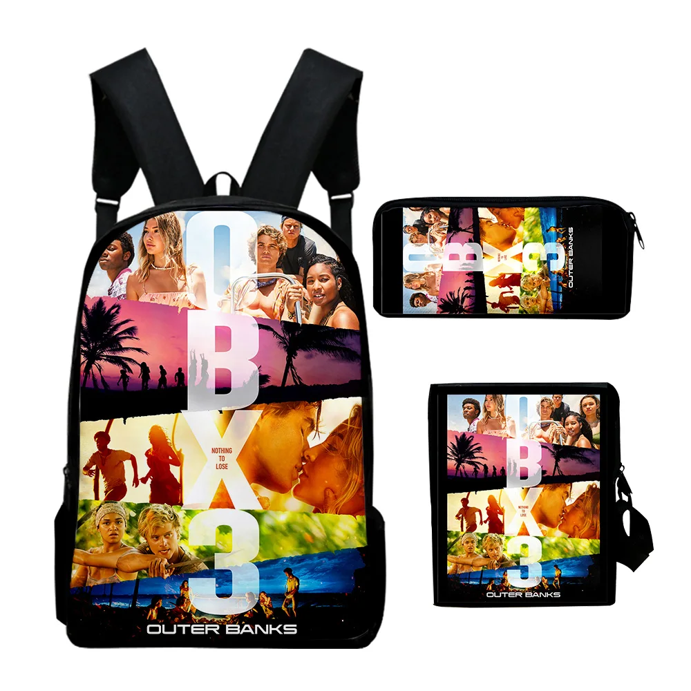 Popular Outer Banks Season 3 Tv Series 3D 3pcs/Set pupil School Bags Laptop Daypack Backpack Inclined shoulder bag Pencil Case