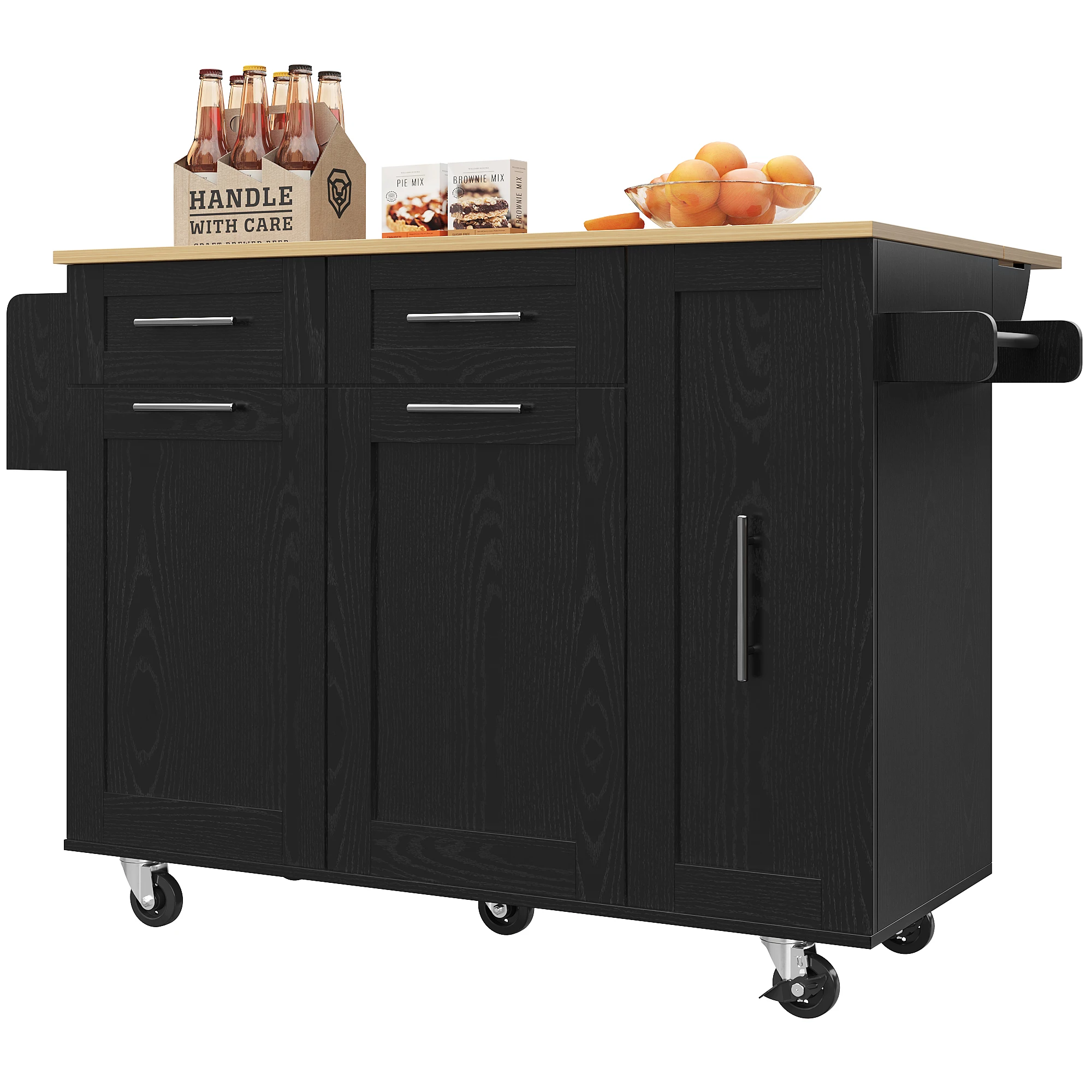 Moderne Kücheninsel, Küchenschrank, Sideboard, Servierwagen mit Holzmaserung, multifunktionaler Esstisch mit Stauraum – Detail 19