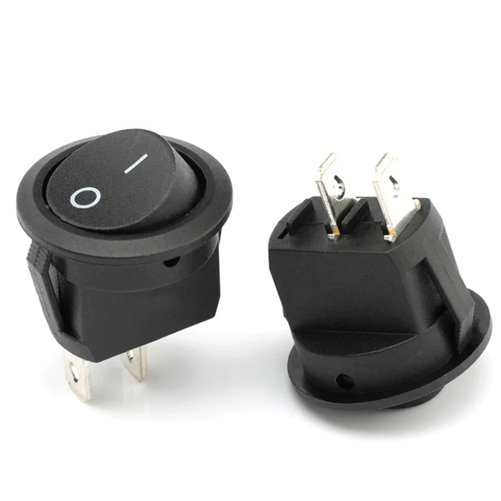 5PCS Round Rocker Switch ON Off SPST 20mm DC12V-24V Toggle Switch for Car Automotive RV 2 Pin Wired Auto Replacement Parts