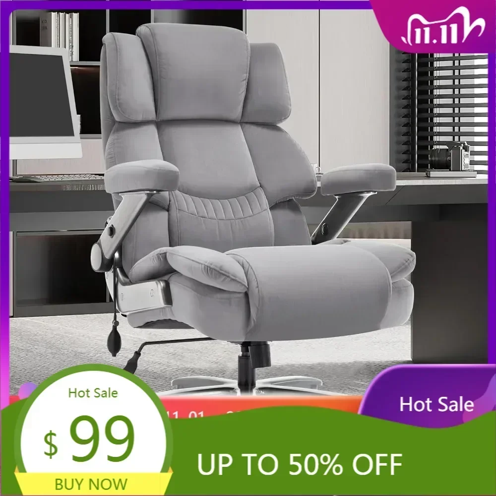 "large capacity ergonomic fabric office chair - high back desk chair with adjustable lumbar support and 3d flip arms for 700lbs"