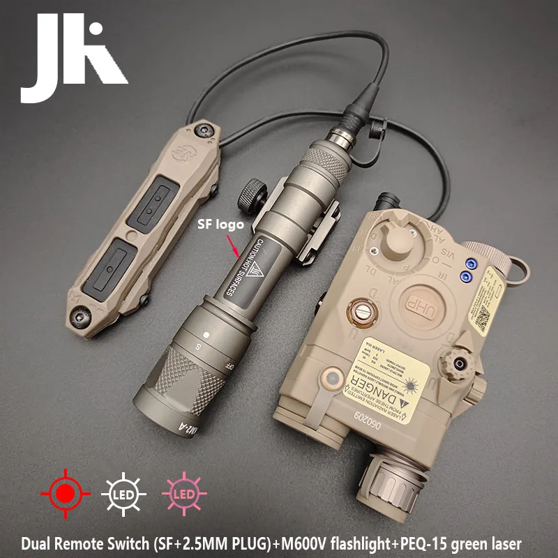Tactical PEQ15 Red Dot Laser Aiming IR light PEQ Green laser Surefir M300V M600V Flashlight Tactical Dual Control Remote Switch