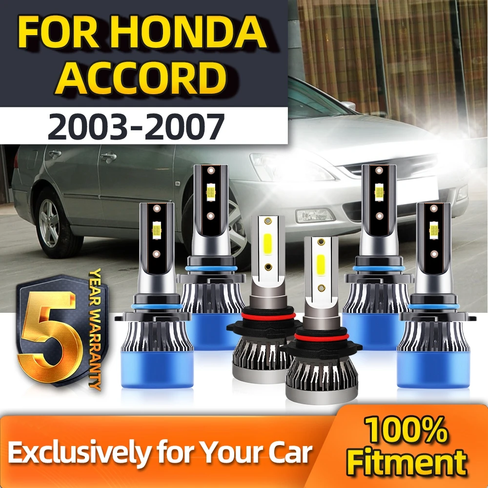 

TEENRAM For Honda Accord 6pcs Led Car CSP LED Bulbs Shine White High 9005 Low 9006 Fog Light H11 2003 2004 2005 2006 2007